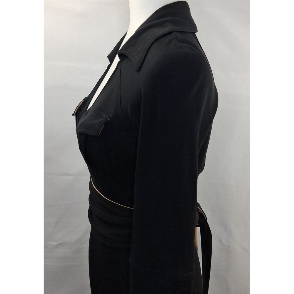 Diane Von Furstenberg Black Collared Midi Wrap Dress - Picture 4 of 16